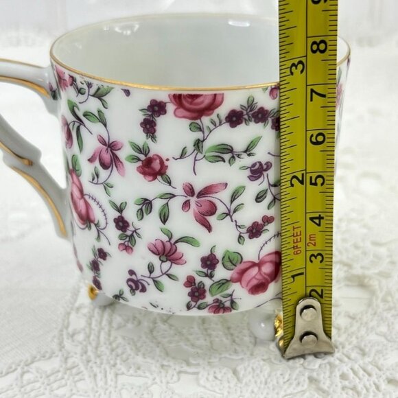 Vintage Yada China Floral Tea Cup & Saucer Pink Roses Gold Trim Cottage Core - Picture 12 of 14